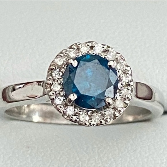 Blue Diamond 1.06 carat Ring - 14kt white gold - Picture 2 of 4
